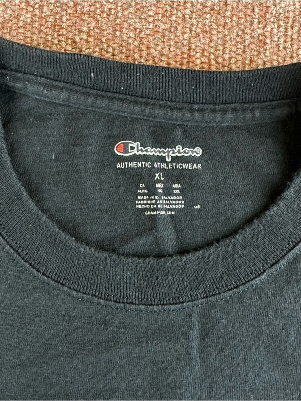 Champion Black Tee with Signature Red & White Logo - Picture 4 of 8